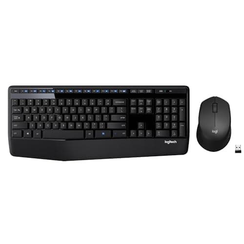 Logitech MK345 Wireless Combo Full-Sized Keyboard with Palm Rest and Comfortable Right-Handed Mouse, 2.4 GHz Wireless USB Receiver, Compatible with PC, Laptop,Black