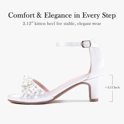Furdeour Girls Dress Shoes White High Heel Princess Size 4 Sandals Big Kids Flower Girl Shoe Prom Dressy Age 12 Sandalias Tacones Daughter Birthday Sparkly Pearl Easter Formal (F2910 White 4) — view 6
