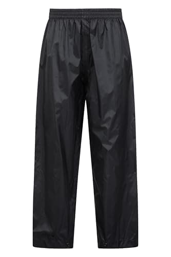 Mountain Warehouse Pakka Kids Waterproof Rain Pants - Splash Pants, Overtrousers, Boys & Girls Black Kids 9-10 Yrs (128-140 cm)
