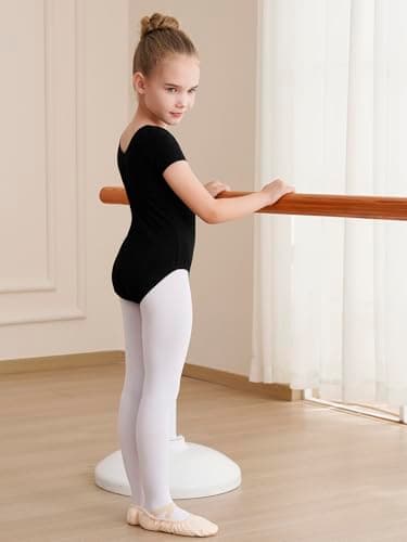 WEGETIT Leotards for Girls Gymnastics Toddler Ballet Leotard Girls Dance Shirts (Black,4-6Years) — view 5