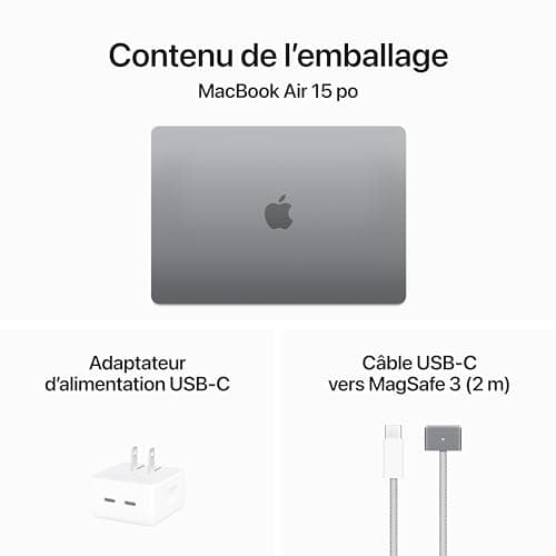 Apple 2024 MacBook Air 15-inch Laptop with M3 chip: Built for Apple Intelligence, 15.3-inch Liquid Retina Display, 8GB Unified Memory, 512GB SSD Storage; Space Grey, French — view 5