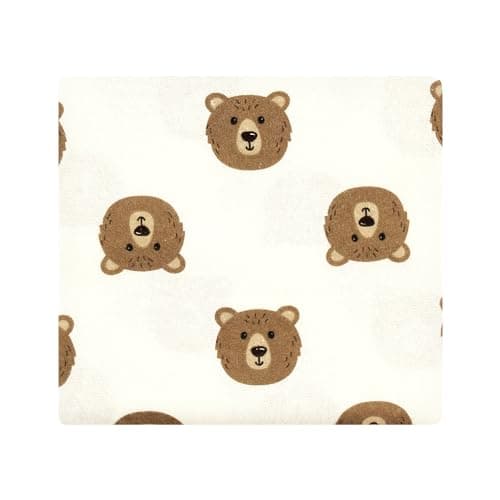 Hudson Baby Unisex Baby Cotton Poly Flannel Receiving Blankets, Brown Bear, One Size — view 2