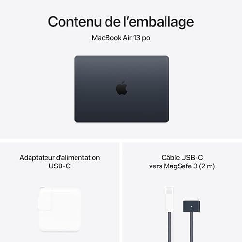 Apple 2025 MacBook Air 13-inch Laptop with M4 chip: Built for Apple Intelligence, 16GB Unified Memory, 256GB SSD Storage, Touch ID; Midnight - French Keyboard — view 5