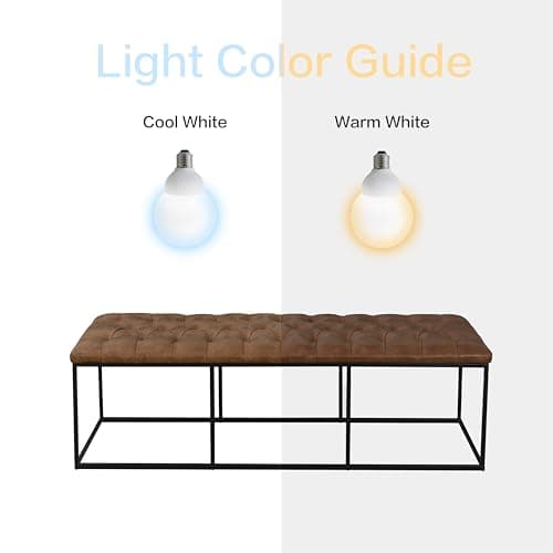 HomePop 58" Large Upholstered Bench - Light Brown PU Leather — view 4