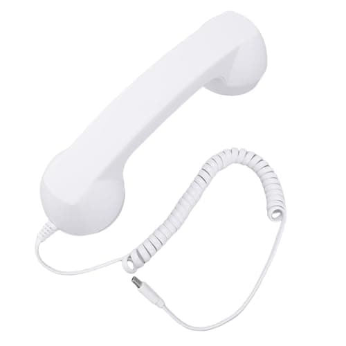 Generic Retro Phone Handset, Type C Wired Telephone Handset Receiver with Volume Control and HiFi Speaker, for Cellphone Video Call Conference (White) — view 4