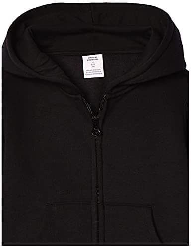 Amazon Essentials Girls' Fleece Zip-Up Hooded Sweatshirt with Lined Hood and Rib Knit Detail, Black, X-Large — view 2