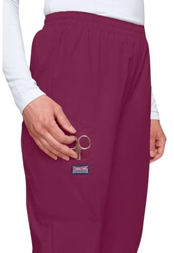 Cherokee Women's Workwear Scrubs Pull-On Cargo Pant, Wine, X-Large — view 3