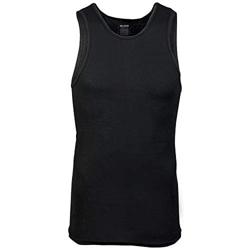 Gildan Men's A-Shirt Tanks, Multipack, Style G1104, Black (12-Pack), Small — view 3