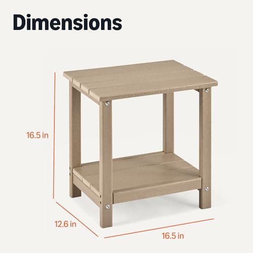 Amazon Basics Outdoor Side Table, 42cm x 32cm x 42cm, Wood-Like Brown, 1-Pack — view 2