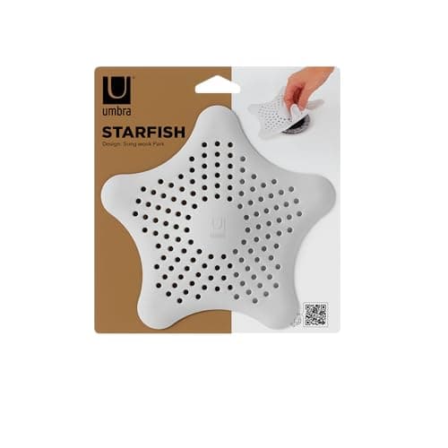 Umbra Starfish Hair Catcher, Fun Drain Cover Fits Most Standard Tub and Shower Drains, 6" Diameter, White — view 7