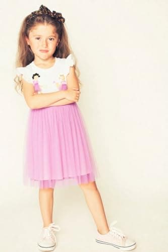Winzik Girls Dress, Toddler Summer Short Sleeve Cotton Casual Dresses Clothes 18M-7Y(6-7 Years, Tulle White Girls) — view 3