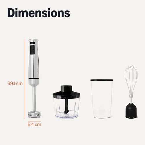 Amazon Basics 500 Watt Multi-Speed Immersion Hand Blender with Attachments, Corded, Silver — view 4