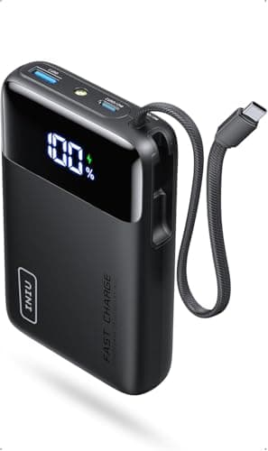 INIU 20000mAh Power Bank, Small 45W PD Fast Charging Portable Charger with Built-in USB C Cable, Flight-Safe Travel External Phone Battery Pack for iPhone 17 16 Pro Max Samsung S25 S26 Google iPad etc