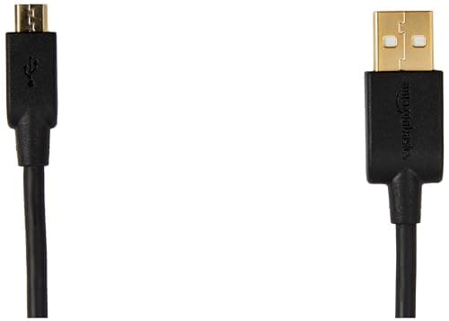 Amazon Basics USB-A to Micro USB Charging Cable, 480Mbps Data Transfer Speed, Gold-Plated Plugs, Compatible with Android Phones and Tablets, 6 Foot, Black — view 2