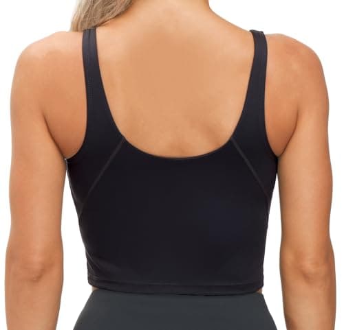 Women’s Longline Sports Bra Wirefree Padded Medium Support Yoga Bras Gym Running Workout Tank Tops (Black, Medium) — view 2