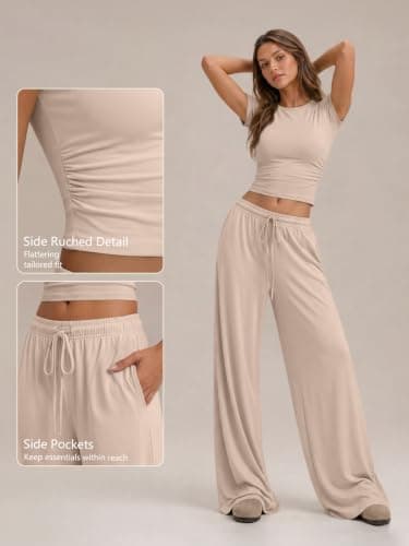 Trendy Queen Womens Petite 2 Two Piece Set 2026 Summer Workout Beach Vacation Cruise Gym Clothes Spring Fashion Lounge Matching School Comfy Airport Travel Outfit Athleisure Clothing — view 4