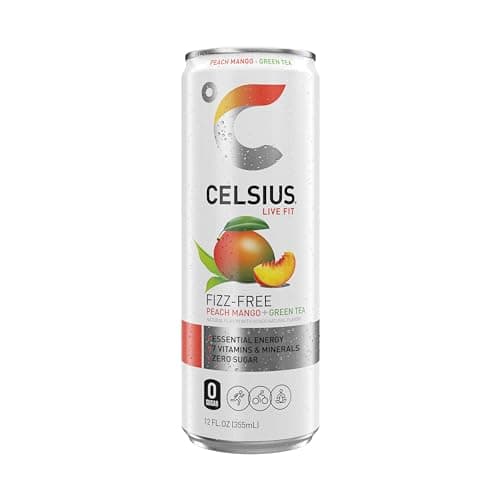 CELSIUS Fizz Free Peach Mango Green Tea, Sugar Free Energy Drink, 12 Fl Oz (Pack of 12) — view 4