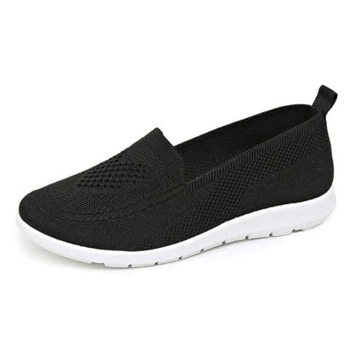 Women's Mesh Walking Shoes Summer Breathable Soft Arch Support Walking Anti-Skid Sports Shoes Black — view 7