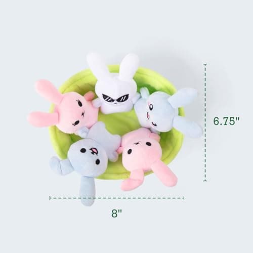 WHAT DO YOU MEME? Emotional Support Bunnies by Relatable, Cuddly Stuffed Animals and Toys, Squishy Toys and Plushies, Great Ideas for Loved Ones of All Ages, Includes 5 Plushies with Carrying Basket — view 5