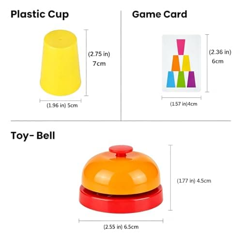 Speed Stacking Cups Game Set - 12 Stacking Cups, 54 Cards, Bell - Cup Stacking Set for Competitive Play & Cognitive Training - Family Battle or Classroom Stacking Game, Parent-Child Interactive Toy — view 5