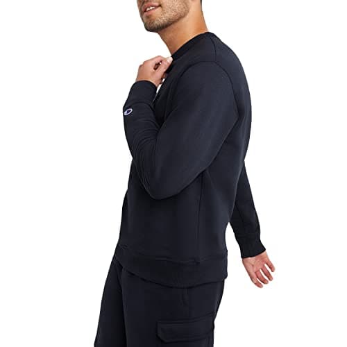 Champion Men's Crewneck Fleece Sweatshirt, Standard Fit, Midweight, C Logo, Available in Regular and Big & Tall, Deep Navy - C Logo, Large Tall — view 2