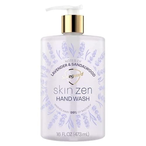 Safeguard Liquid Hand Soap, Skin Zen, Washes Away 99% Bacteria, Made with Natural Moisturizers & 2X Skin Conditioners, Safeguarding Families, PH Balanced Formula, Lavender & Sandalwood Scent, 16 oz