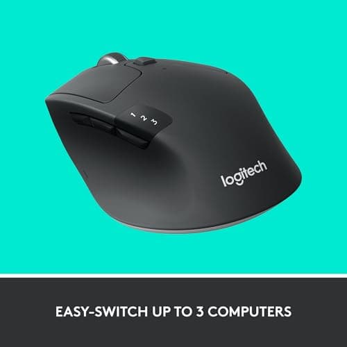 Logitech M720 Triathlon Multi-Device Wireless Mouse, Bluetooth, USB Unifying Receiver, 1000 DPI, 6 Programmable Buttons, 2-Year Battery, Compatible with Laptop, PC, Mac, iPadOS - Black — view 7