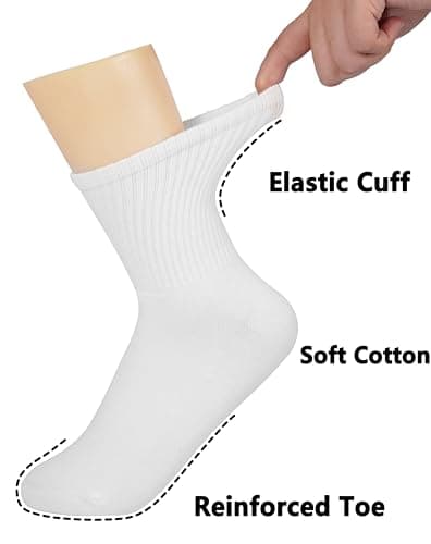 BomKinta 12 Pairs Women Casual Calf Socks - Cute Cotton Crew Socks - Soft Above Ankle Sock Gifts All White Size 5-10