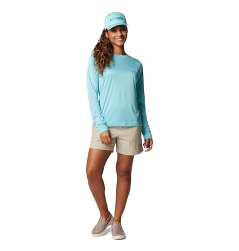 Columbia Womens PFG Tidal Tee II Long Sleeve Sun Protection Shirt, Clear Blue/White Logo, Medium — view 2