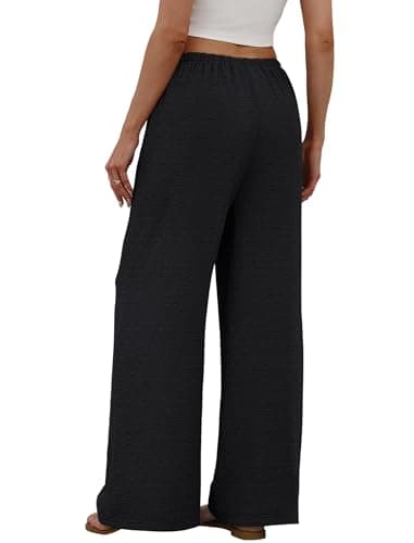 Sampeel Pants for Women Wide Leg Black Linen Pants Flowy Palazzo Fashion Clothing Boho Summer Vacation Outfits Cruise 2026 Beach Pant Business Casual Outfits Work Trousers M — view 4