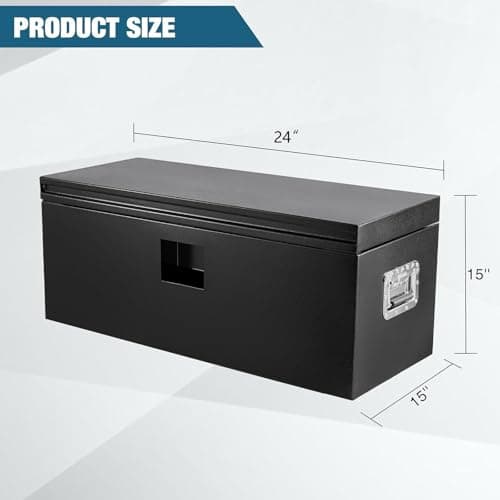 GarveeTech Heavy Duty Steel Truck Bed Tool Box, Weatherproof & Lockable Storage Chest with Dual Gas-Shock Lid, Pry-Resistant Security, Fits Pickup, Trailer, RV, Black — view 6