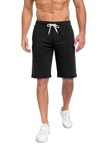 TUREFACE Men's Casual Shorts Cotton 9" Hiking Fishing Waist Work Shorts with Pockets Black Large
