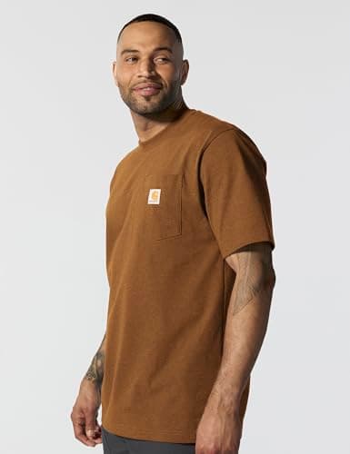 Carhartt Men's Iconic K87 Pocket T-Shirt Closeout, Oiled Walnut Heather, Large