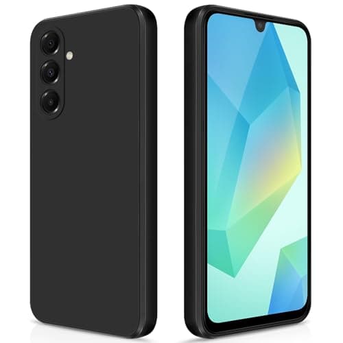 GiiYoon Case Compatible with Samsung Galaxy A16, Silky-Soft Touch Full-Body Protective Phone Silicone Case, Shockproof Cover with Microfiber Lining, Black