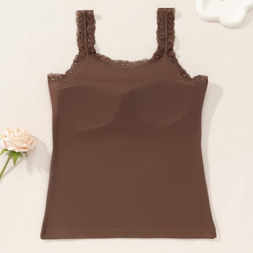 Women's Padded Square Neck Tank Tops Lace Summer Double Layer Sleeveless Tank Shirts Basic Going Out Clothes — view 6