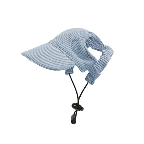 Dog Baseball Cap, Dog Cat Summer Beach Visor Hat with Ear Holes, Adjustable Puppy Sunbonnet Headdress (Blue, X-Large)