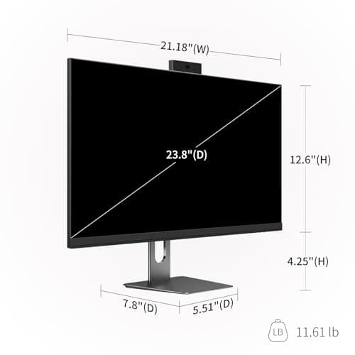 Cybrimax All in One Desktop Computer, 24" Display, i5 CPU Up to 3.3 GHz, 16GB RAM, 256 GB SSD, Privacy Protection Webcam, WiFi 6 + BT 5.3, Win11 Home, Black — view 7