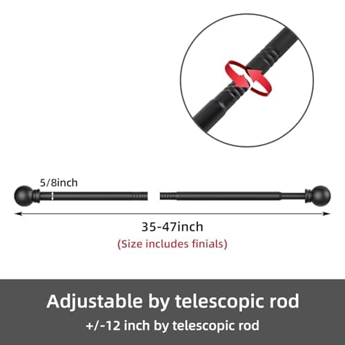 GXOACKJ Curtain Rods for windows 32-48 inch, 5/8 inch Decorative Curtain Rod Set, Matte Black Splicing Heavy Duty Metal Curtain Rod with Brackets — view 5