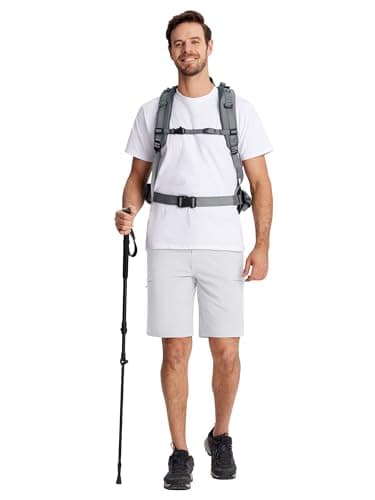 TACVASEN Mens Golf Shorts White Shorts Cargo Hiking Lightweight Quick Dry Water Resistant Workout Fishing Casual with Pockets