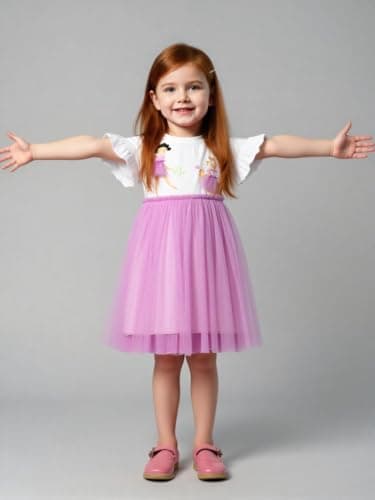 Winzik Girls Dress, Toddler Summer Short Sleeve Cotton Casual Dresses Clothes 18M-7Y(6-7 Years, Tulle White Girls)