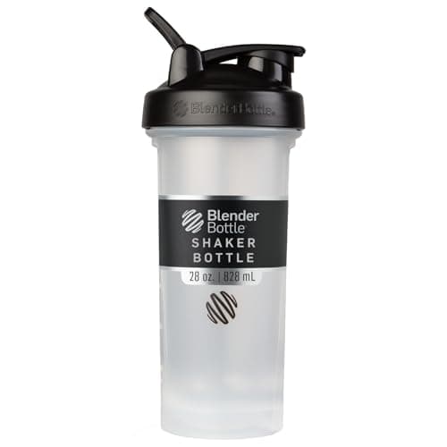 BlenderBottle Classic V2 Shaker Bottle Perfect for Protein Shakes and Pre Workout, 28-Ounce, Clear/Black