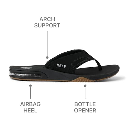 REEF Fanning Mens Sandal Black-Silver 11 — view 4