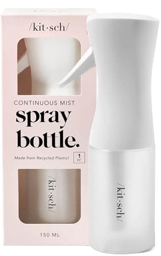 Kitsch Continuous Spray Bottle for Hair – Fine Mist Water Mister & Water Spray Bottle – Recycled Hair Spray Bottle – Spray Bottles for Cleaning, Styling, Plants & More – White, 150ml