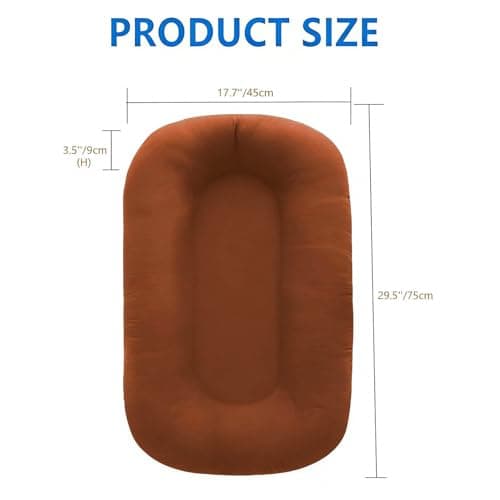 Floor Seats & Loungers, Lounger Pillow for 0-24 Months, Soft Cotton Breathable (Coffee)
