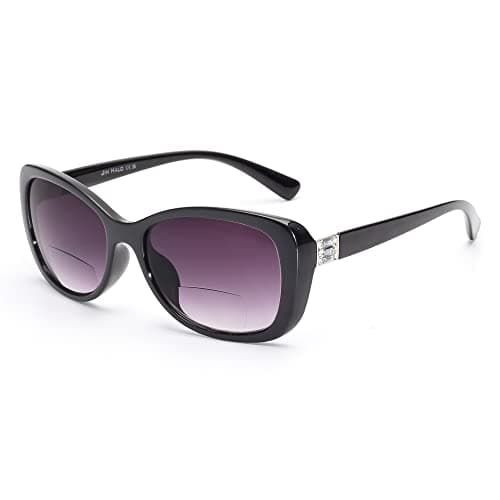 JM Women's Bifocal Reading Sunglasses, Vintage Reader Glasses UV Protection Outdoor Black +4.0