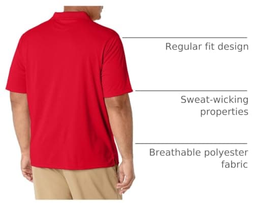 Amazon Essentials Men's Men's Regular-fit Quick-Dry Golf Polo Shirt Shirt, -Red, X-Large — view 3