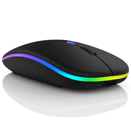 Nexurion Wireless Mouse for Laptop & PC – Magic, Bluetooth, Rechargeable USB-C, Slim Design with RGB Backlight, Dual Mode 2.4GHz for MacBook, iPad (Jet Black)