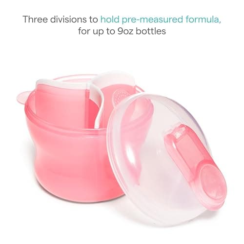 Munchkin Formula Dispenser for Baby Bottle Feeding On The Go, Easy-Pour Spout for Powdered Formula & Cereal, 3 Compartments, 9 Ounce, Pink — view 2