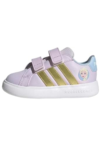 adidas Unisex-Baby Grand Court Elsa I, Ice Lavender/Gold Metallic/Blue, 8.5