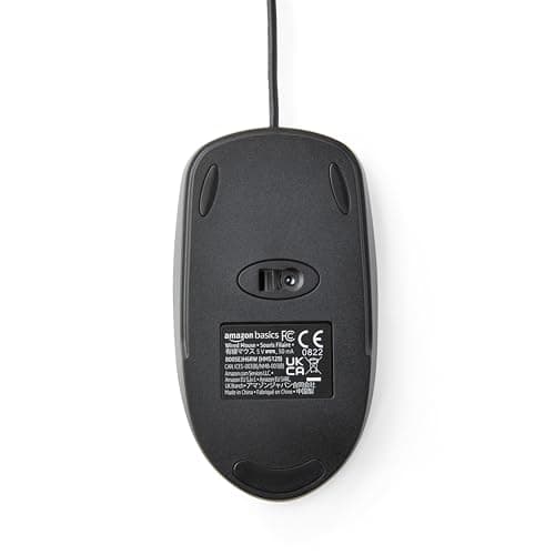 Amazon Basics 3-Button USB Wired Computer Mouse (Black), 1-Pack — view 3